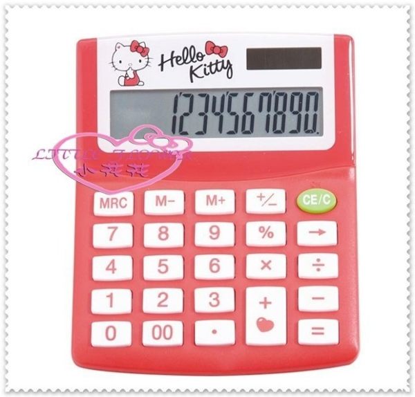 ♥小花花日本精品♥ Hello Kitty 計算機 繽紛好靈敏 12位元太陽能計算機 紅色側姿 56978100