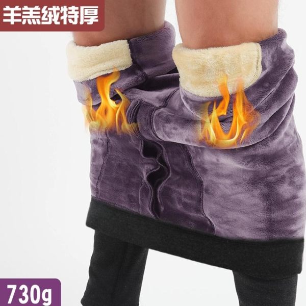 男保暖褲 棉褲 730g冬季特厚羊羔絨護膝高腰沙拉姆男士大碼中老青年打底褲《印象精品》yx1011