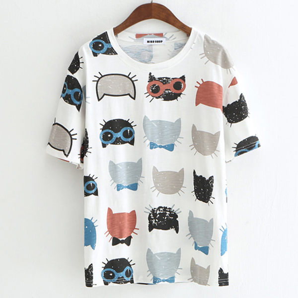 現貨 貓咪小白兔水果印花t恤上衣 【88-11-8399-0076-18】ibella 艾貝拉