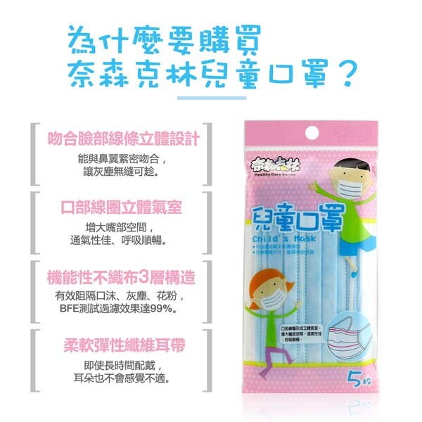 機能性不織布三層構造 柔軟彈性纖維耳帶 口部線圈立體氣室 拒絕空氣污染！拒絕流感蔓延！養成使用口罩的習慣，保護自己與他人安全！ 不再讓孩子受到灰塵粉塵空污的危害，這款拋棄式經濟口罩，是您最佳的選擇！ 