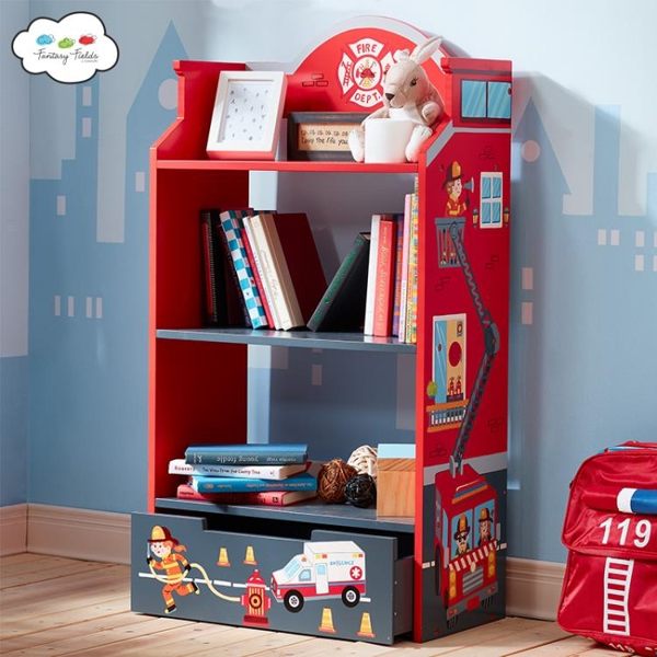 兒童書架玩具收納架子消防員主題兒童房收納櫃寶寶書架RM