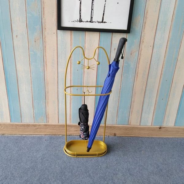 招財貓鐵藝家用雨傘架掛折疊傘收納架放傘桶傘架子酒店大堂可愛 米娜小鋪