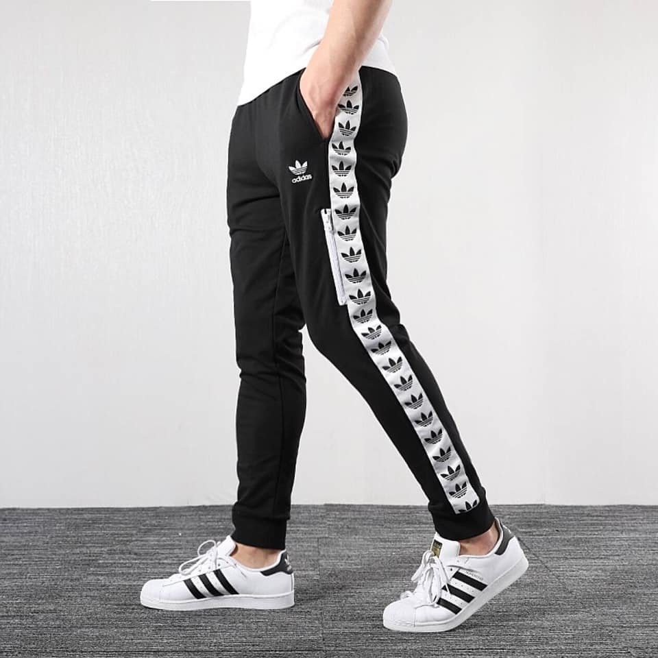 Adidas Light Pant 黑 白 串標 長褲 縮口褲 束口褲 運動褲 三葉草 拉鍊 DX4234 IMPACT