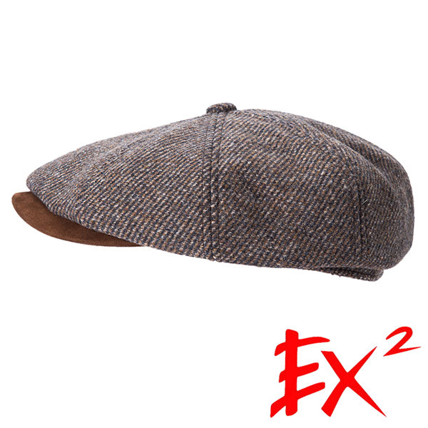EX2 男款 保暖貝雷帽 364176 (黃卡其) 加厚 保暖 鴨舌帽 護耳 貝雷帽 復古風 畫家帽 羊毛帽 扁帽