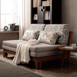 ◎實木骨架打造，穩固結實|◎附抱枕2個|◎品牌:H&D類型:沙發床尺寸:收合尺寸:寬149x深108x高73公分(坐高43公分)拉開尺寸:寬149x深199x高73公分(坐高23公分)主材質:絨布材質