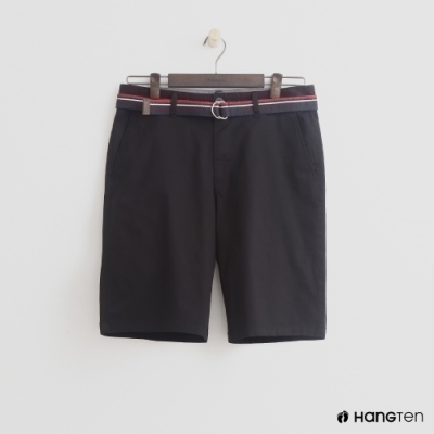 Hang Ten - 男裝 - 帆布腰帶造型西裝短褲-黑
