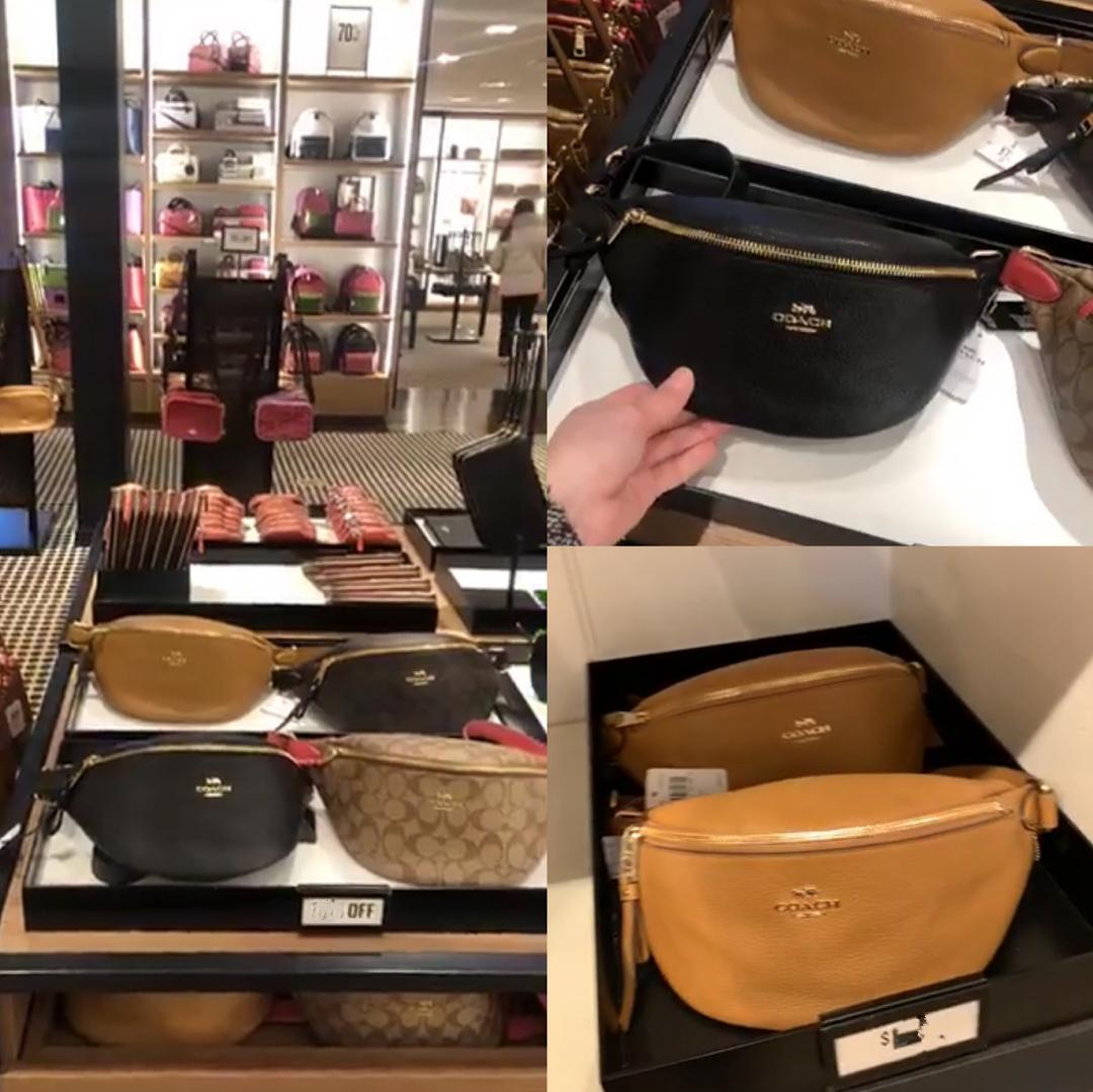 美國正品COACH F48738 黑色、焦糖棕色、卡其桃色、深黑咖色 (荔枝紋真皮或PVC款) 大號-胸腰包 大號) 腰包 單肩包 斜背包 胸前包(中號)荔枝紋真皮款.--(美國Outlet 直購100%正品櫃購入) -附購證.*vivi shop*