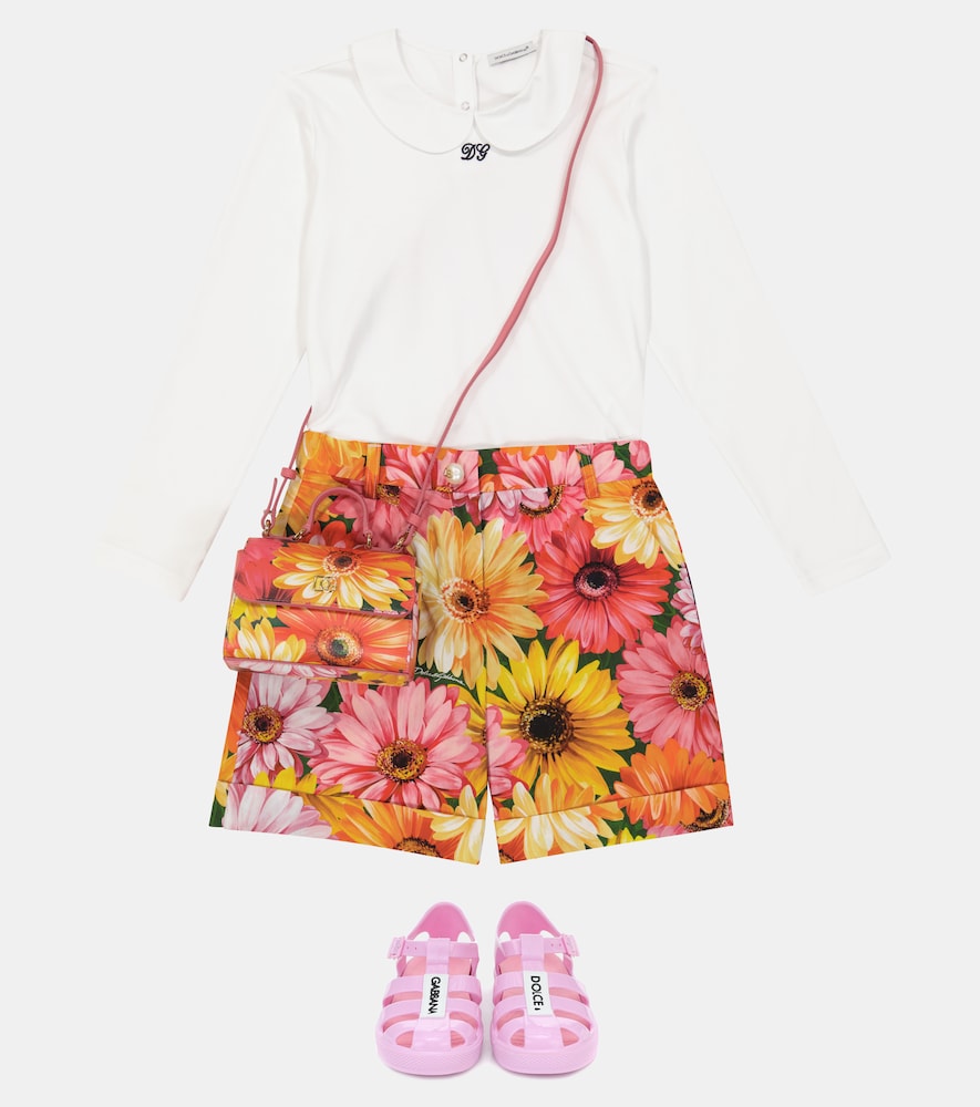 Floral leather shoulder bag