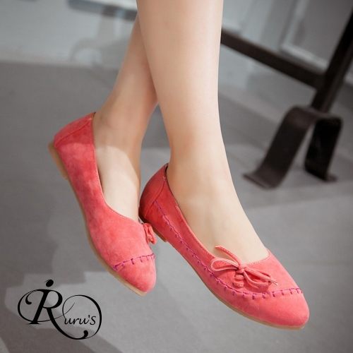 韓系個性絨面編織花邊綁帶圓頭包鞋/4色/35-42碼(RX0307-613)