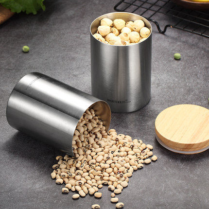 密封罐 304不銹鋼密封罐圓形家用便攜食品干果收納罐茶葉包裝盒小號儲物