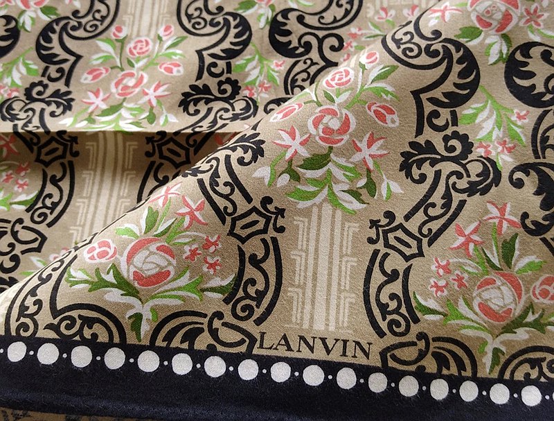 Lanvin 復古手帕女士手帕花卉玫瑰