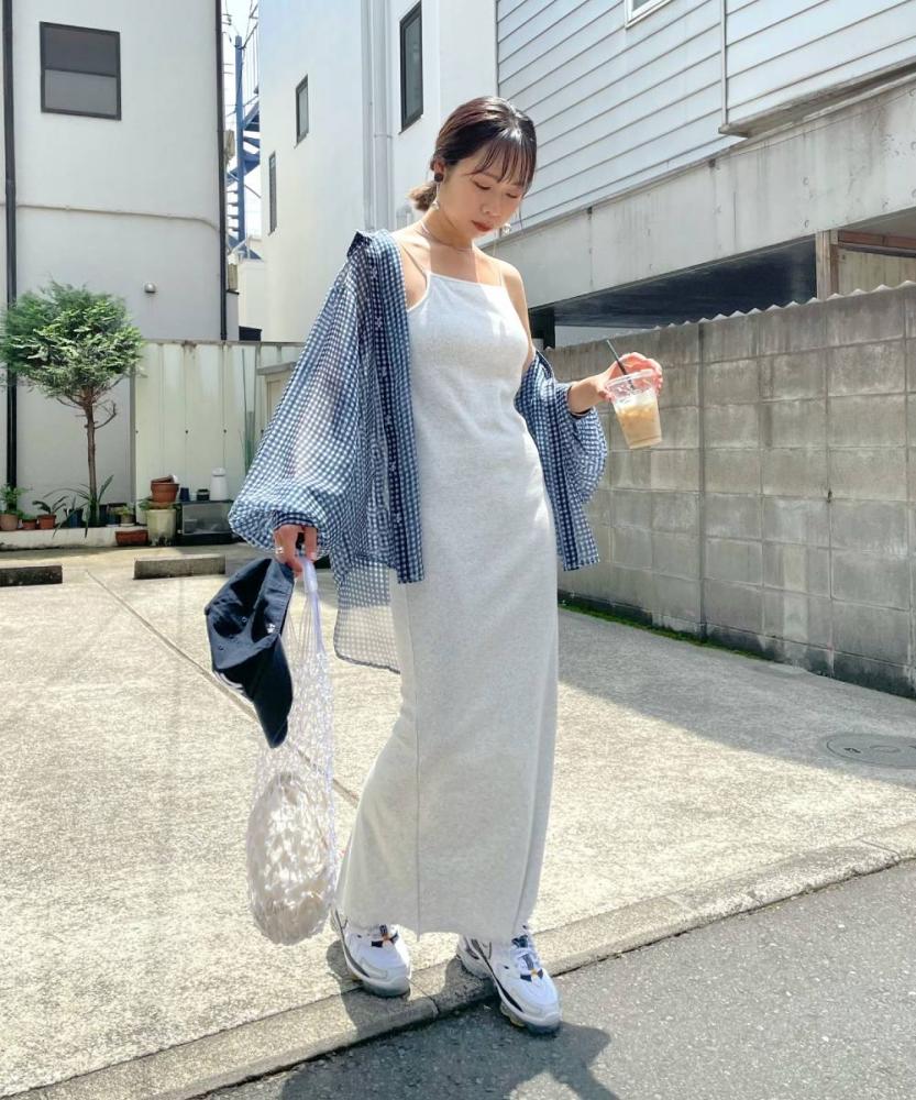 開衩細肩羅紋洋裝