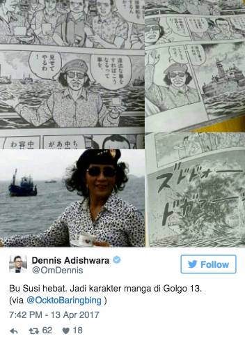 Menteri Susi muncul dalam karakter komik Jepang  (twitter)