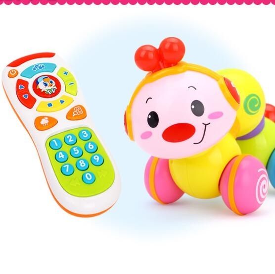 遙控器爬行小蟲玩具組合音樂手機電話兒童學步6個月0-1歲寶寶 ATF 伊衫風尚