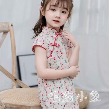 女童改良旗袍夏季新款小女孩中國風連身裙時尚洋氣公主風洋裝 CJ2331『毛菇小象』