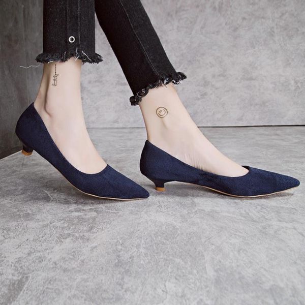 低跟單鞋女19新款尖頭高跟鞋女細跟3cm小跟鞋淺口百搭職業工作鞋 喵小姐