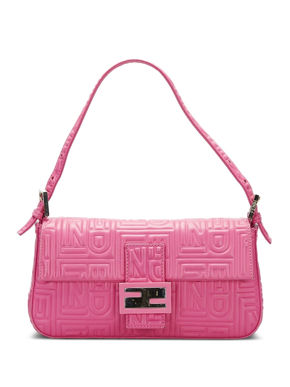 Fendi Pre-Owned - Monogram Embossed Mamma Baguette shoulder bag - women - Nappa Leather - One Size - Pink
