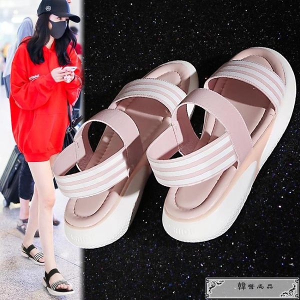 chic仙女運動涼鞋女夏季厚底松糕新款學生百搭韓版平底港風潮【35-40】