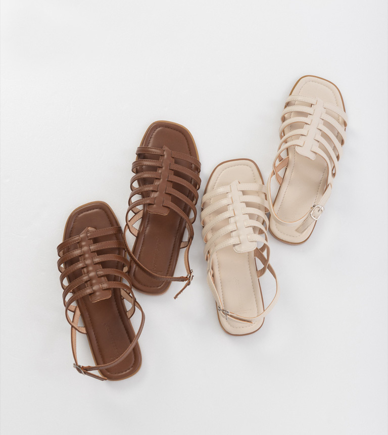 QUEEN SHOP 編織魚骨夾腳涼鞋