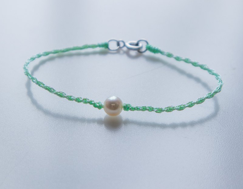 925純銀天然珍珠幸運手環-天秤座Libra-酪梨綠H2