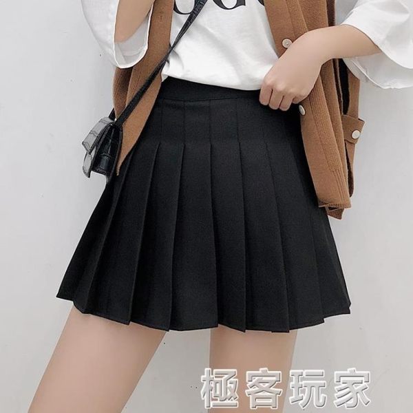 百褶裙短裙高腰黑色半身裙子女a字裙新款半裙蓬蓬裙學生春夏 米希美衣