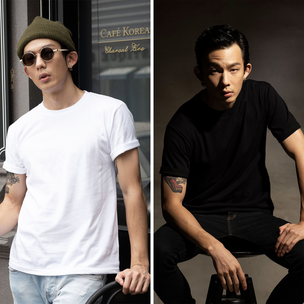 可單穿的重磅素t，100%精梳棉，領口採用加強羅紋洗兩年也不鬆，袖長稍長可以搭配整體造型反摺穿搭，重磅純棉夠挺的磅數與腰身修飾度高，純棉短袖搭配性最強，不論休閒或半正式場合配上西裝都適合，與工廠調整數