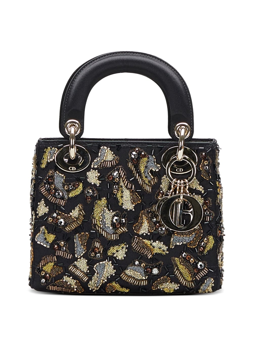 Christian Dior - pre-owned mini Lady Dior Bijou handbag - women - Satin/Sequin/Leather - One Size - Black