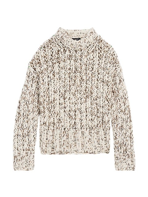 Exuding vintage flair, this chunky wool sweater flaunts a marled aesthetic.; Crewneck; Long sleeves;