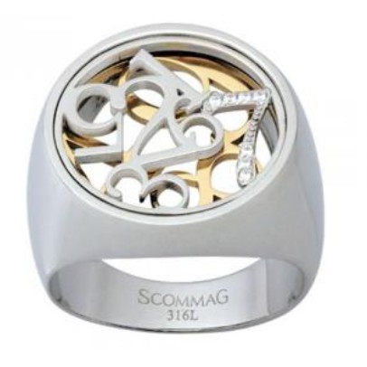 Bless日本 SCOMMAG 義大利 聯名款 SGR-274 316L 醫療鋼 抗氧化 防過敏 鈦鋼 SG 數字 戒指