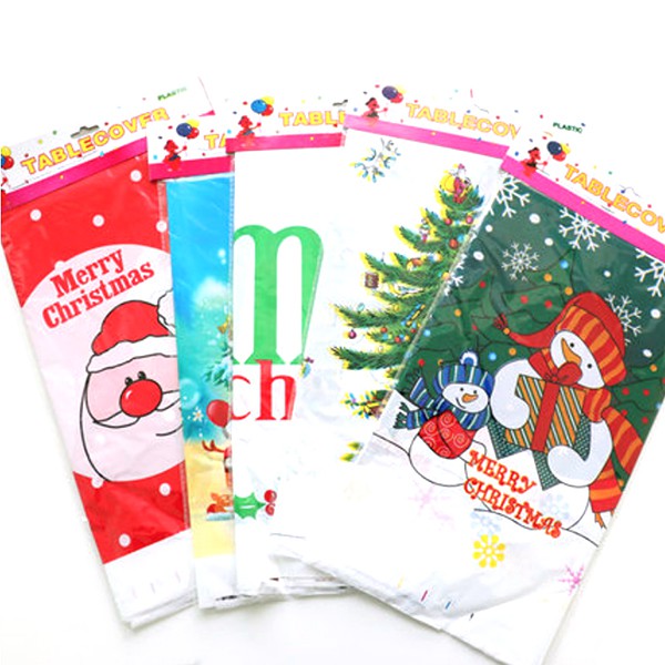 [現貨]聖誕節中間白底側邊聖誕圖案PVC桌巾 桌布 耶誕節餐巾【XM0270】《Jami Honey》