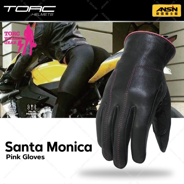 [中壢安信]TORC Santa Monica 粉 女版 皮革手套 皮革 真皮 透氣 短手套 通勤
