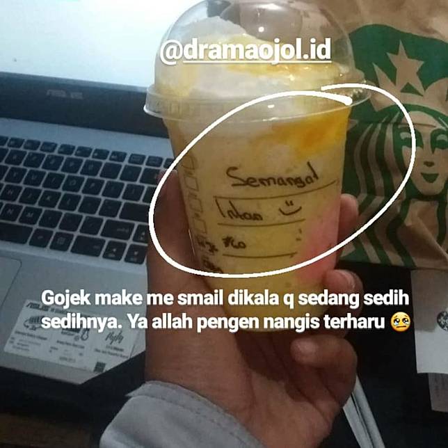 Pesan semangat di minuman Intan (Instagram/dramaojol.id)