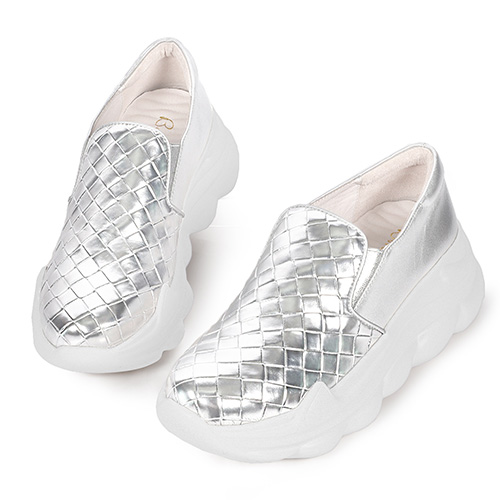 交叉編織雲朵厚底懶人鞋 400259-銀