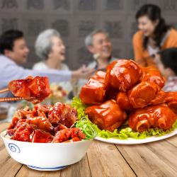 ◎豐富膠原蛋白,不用放冰箱、即拆即食,料理簡易,送禮自用兩相宜|◎|◎主商品：香滷豬腳(750公克/袋)*4袋成份：豬腳、糖、高湯(麥芽糊精、食鹽、蔗糖、酵母抽出物、水解植物蛋白粉、香菇抽出物、高麗菜