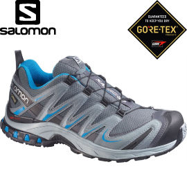 【SALOMON 索羅門 男款 XA PRO 3D GORE-TEX 野跑鞋〈陰雲灰/藍〉】366787/休閒鞋/登山鞋/運動鞋★滿額送