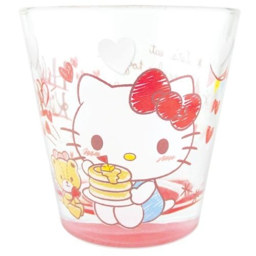 大賀屋 日貨 HELLO KITTY 玻璃杯 水杯 汽水杯 酒杯 水晶杯 啤酒杯 杯子 磨砂杯 正版 J00017300