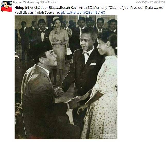 Beredar Foto Mirip Obama Kecil Bersalaman dengan Bung Karno, Benarkah?
