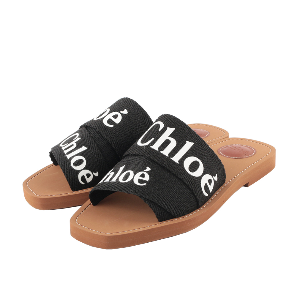 【CHLOE'】WOODY FLAT MULE平底拖鞋37(黑色)