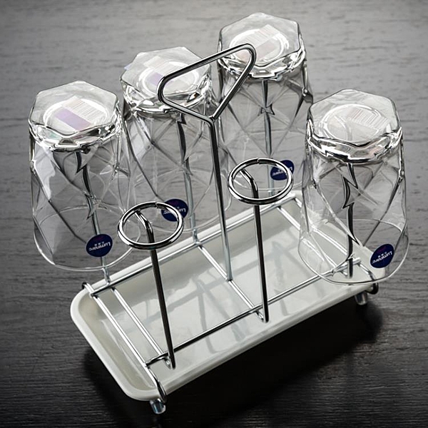 杯架不銹鋼水杯掛架玻璃杯奶瓶瀝水倒掛置物架茶杯架包郵帶瀝水盤