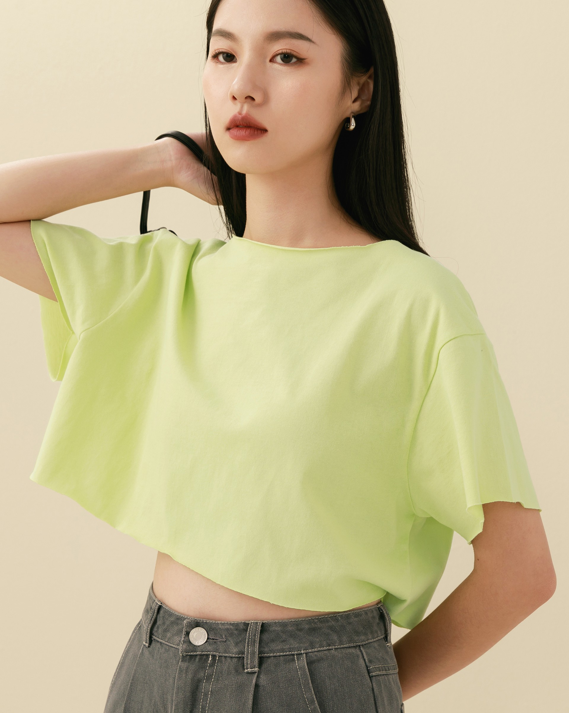 不修邊捲邊設計/短版版型