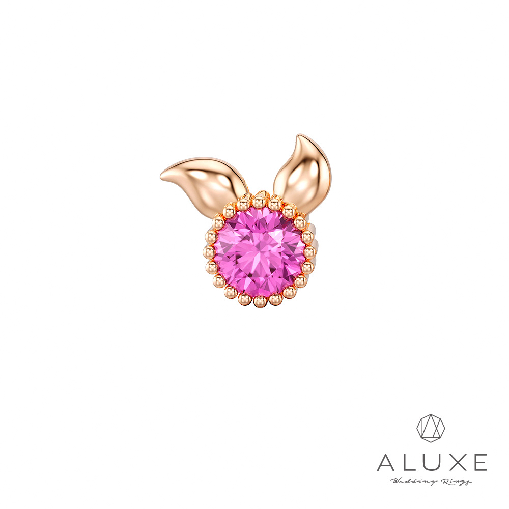 【ALUXE 亞立詩】迪士尼 10K金 Piglet小豬 粉紅剛玉 寶石 造型耳環(單只) 小熊維尼