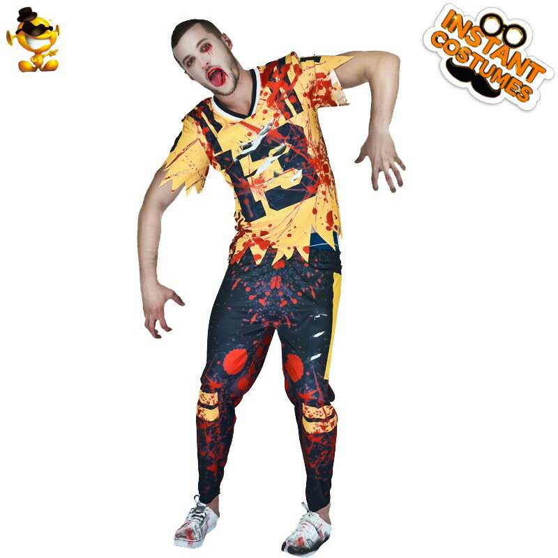 萬聖節成人男女情侶款血漬喪屍橄欖球拉拉隊長派對舞颱表演服裝