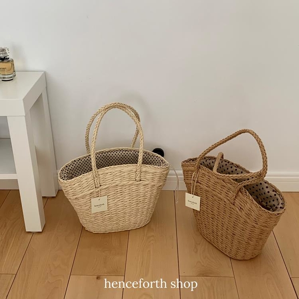 Tulip家居ins舘henceforth韓系ins草編包女包編織包手提包包波點內袋收納包外出