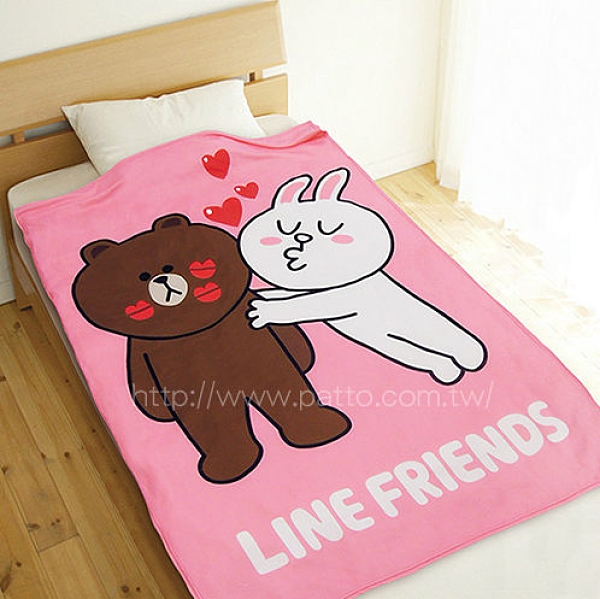 LINE正版授權愛心款- 熊大兔兔揪咪款 親嘴款 刷毛毯 / SU3410 LINE FRIENDS Brown Sally