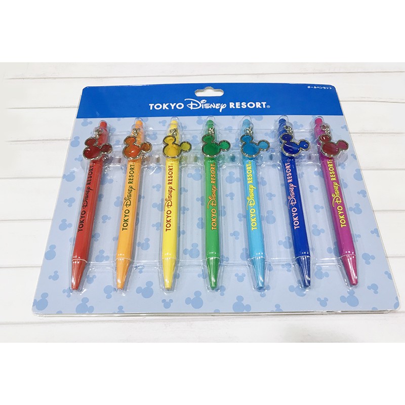 [現貨] CHL 迪士尼 限定 日本 東京迪士尼帶回 Disney 七彩米奇/米老鼠原子筆 (7入)黑墨