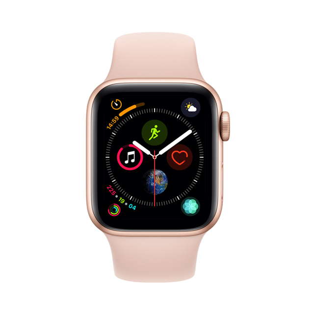 ● GPS★粉沙色運動型錶帶● 顯示器面積增加超過 30% ● 揚聲器音量提升 50% ● 配備更快 64 位元雙核心處理器的 S4 SiP ● 更佳的加速感測器與陀螺儀，具備跌倒偵測功能 ● 具有觸