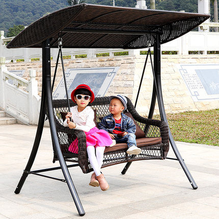 秋千戶外搖椅陽台籐椅雙人成人室外花園庭院秋千吊椅鐵藝秋千 萌萌小寵 免運DF