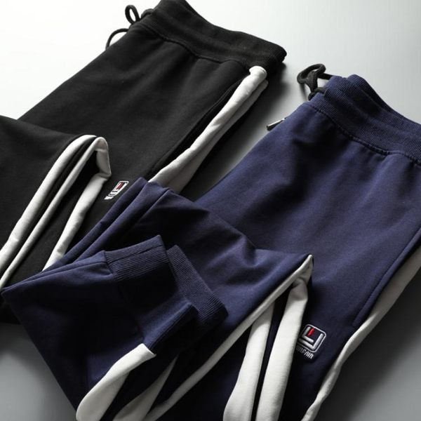 運動褲男外貿工廠貨 春季男款修身純棉彈性運動休閒衛褲 束腳百搭男士長褲 寶貝計書