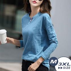 ◎簡約百搭素面上衣|◎條紋撞色V領|◎品牌:LANNI藍尼品牌定位:流行品牌適穿對象:女生款式:T恤袖長:長袖顏色:黑色系,藍色系,棕色系適穿季節:春夏主材質:棉尺寸:M,L,XL,2XL,3XL尺寸