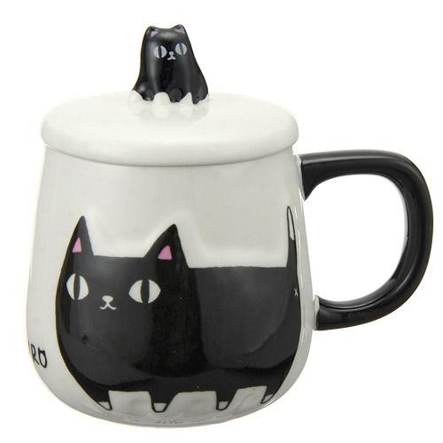 貓三兄弟加蓋杯-黑貓